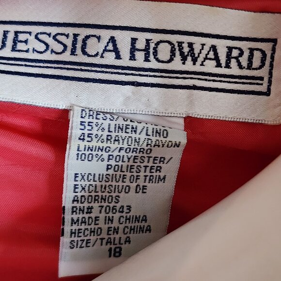 Jessica Howard Dress Womens Plus Size 18 Pink Embroidered Layered Look Linen - Picture 6 of 8